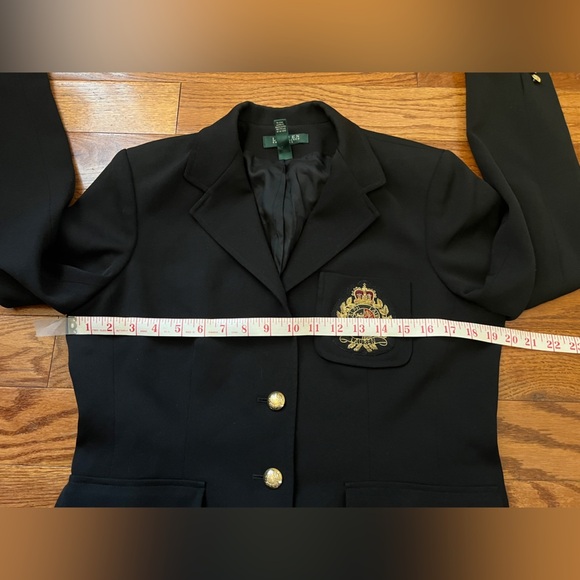 VTG- RALPH LAUREN Black 100% Wool Gold Button Crest Crown Patch Blazer Sz 12P - Picture 14 of 15